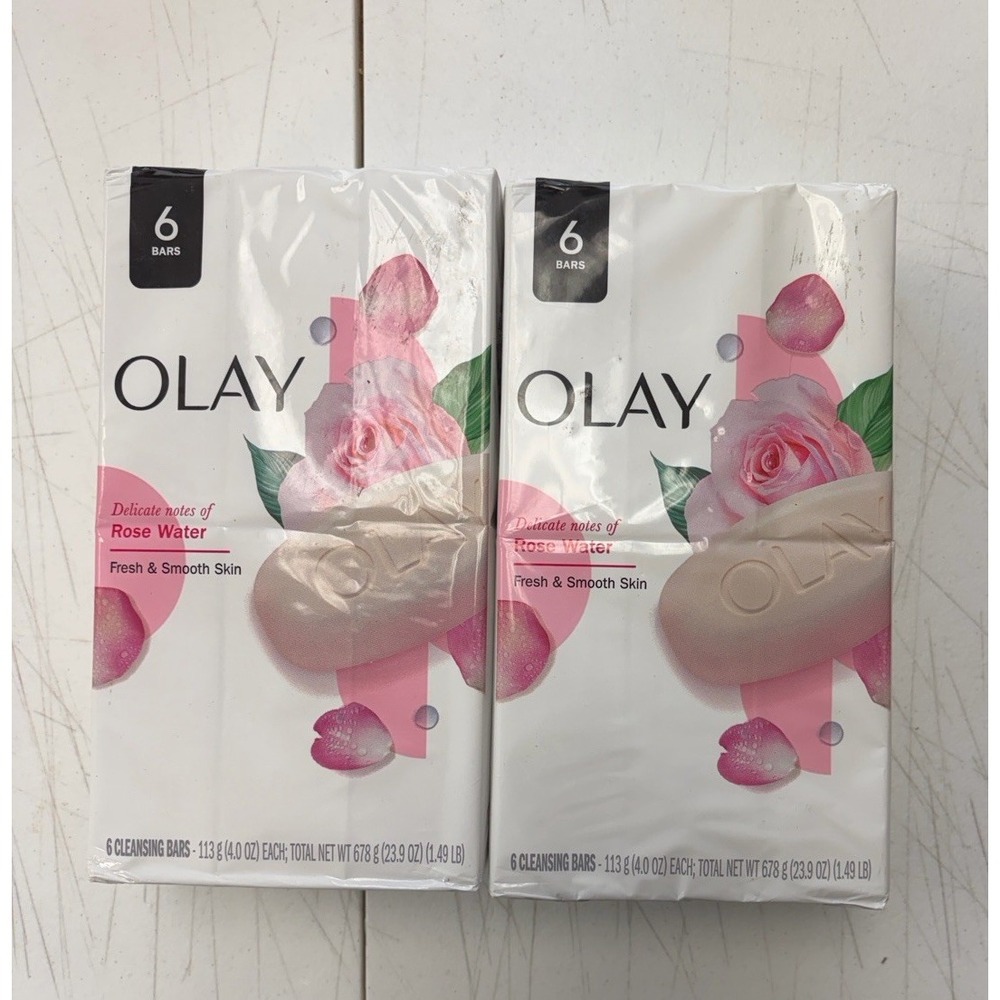 Olay Delicate Notes Of Rose Water Fresh & Smooth Cleansing Soap - 12 Bars (4oz)